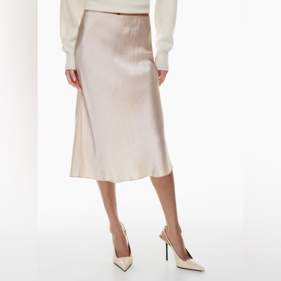 Aritzia Dresses & Skirts - Aritzia Babaton Slip Satin Midi Skirt in Denude Color